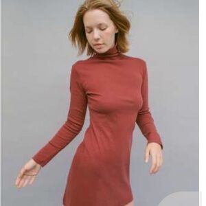 Elegant Rust Long Sleeve Dress